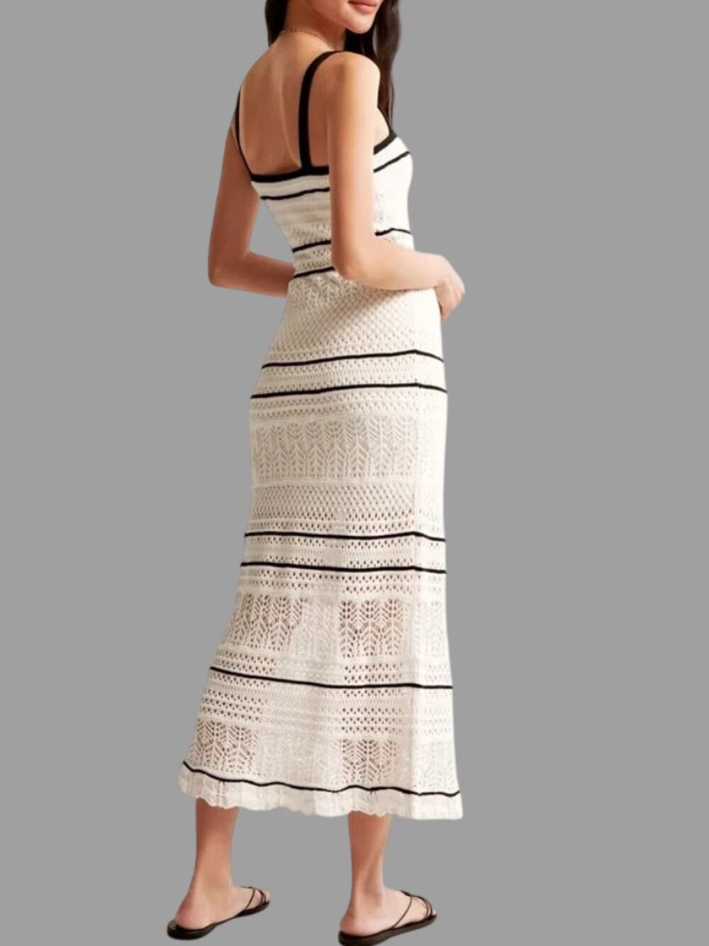 Abercrombie & Fitch Crochet Style Maxi Dress Cream Medium - Picture 5 of 8